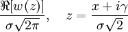 \frac{\Re[w(z)]}{\sigma\sqrt{2\pi}},               ~~~z=\frac{x+i\gamma}{\sigma\sqrt{2}}