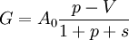 ~G=A_0\frac{p-V}{1+p+s}~