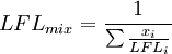 LFL_{mix}=\frac{1}{\sum \frac{x_{i}}{LFL_{i}}}