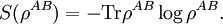 S(\rho^{AB}) = - \operatorname{Tr} \rho^{AB} \log \rho^{AB}.