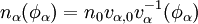 n_{\alpha}(\phi_{\alpha}) = n_0 v_{\alpha,0} v_{\alpha}^{-1}(\phi_{\alpha})