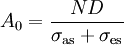 ~ A_0=\frac{ND}{\sigma_{\rm as}+\sigma_{\rm es}}~