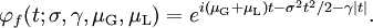 \varphi_f(t;\sigma,\gamma,\mu_\mathrm{G},\mu_\mathrm{L})= e^{i(\mu_\mathrm{G}+\mu_\mathrm{L})t-\sigma^2t^2/2 - \gamma |t|}.