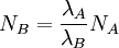 N_B = \frac{\lambda_A}{\lambda_B}N_A
