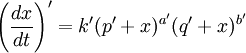 \left( \frac{dx}{dt}\right) '=k'(p'+x)^{a'}(q'+x)^{b'}