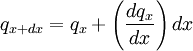 q_{x+dx}=q_x+\left ( \frac{dq_x}{dx} \right )dx