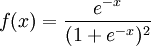 f(x) = \frac{e^{-x}}{(1 + e^{-x})^2}