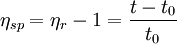 \eta_{sp} = \eta_r - 1 =  \frac{t - t_0}{t_0} \,