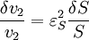 \frac{\delta v_2}{v_2} = \varepsilon^{2}_S \frac{\delta S}{S}