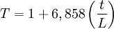 T = 1+6,858\left( \frac{t} {L} \right)