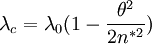 \lambda_c = \lambda_0 (1-\frac{\theta^2}{2{n^*}^2})
