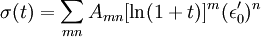 \sigma(t)= \sum_{mn}^{} { A_{mn} [\ln(1+t)]^m (\epsilon'_0)^n}