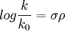 log \frac{k}{k_0} = \sigma\rho