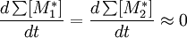 \frac{d\sum[M_1^*]}{dt} = \frac{d\sum[M_2^*]}{dt} \approx 0\,