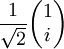 \frac{1}{\sqrt2} \begin{pmatrix} 1 \\ i \end{pmatrix}
