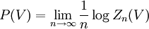 P(V) = \lim_{n\to\infty} \frac{1}{n} \log Z_n(V)