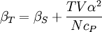 \beta_T=\beta_S+\frac{TV\alpha^2}{Nc_P}