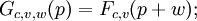 G_{c,v,w}(p) = F_{c,v}(p + w);\,