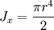 J_{x} = \frac{\pi r^4}{2}