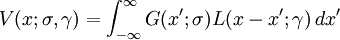 V(x;\sigma,\gamma)=\int_{-\infty}^\infty G(x';\sigma)L(x-x';\gamma)\, dx'