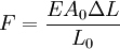 F = \frac{E A_0 \Delta L} {L_0}