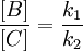 \frac{[B]}{[C]}=\frac{k_1}{k_2}