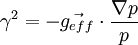 \gamma^2 = -\vec{g_{eff}}\cdot\frac{\nabla p}{p}