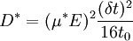D^*=(\mu^* E)^2 \frac{(\delta t)^2}{16 t_0}