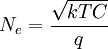 N_e = \frac{\sqrt{kTC}}{q}