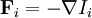 \mathbf{F}_{i} = -\nabla{I_{i}} \!
