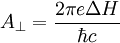 A_{\perp} = \frac{2 \pi e \Delta H}{\hbar c}