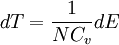 dT = {1 \over N C_v} dE