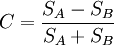 C = \frac{S_A-S_B}{S_A+S_B}