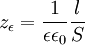z_\epsilon = \frac{1}{\epsilon \epsilon_0}\frac{l}{S}