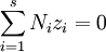 \sum_{i=1}^s N_i z_i = 0