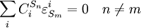 \sum_i C^{S_n}_i \varepsilon^i_{S_m} = 0 \quad n \neq m