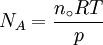 N_A = \frac{n_\circ R T}{p}  \,