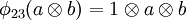 \phi_{23}(a \otimes b) = 1 \otimes a \otimes b