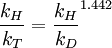 \frac{k_H}{k_T} =  \frac{k_H}{k_D}^{1.442}