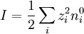 I = \frac {1}{2} \sum_i z_i^2 n^{0}_i