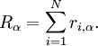 R_\alpha = \sum_{i=1}^N r_{i,\alpha}.