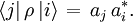 \langle j|\,\rho \, |i\rangle \,=\,a_j\, a_i^{*}.