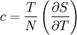 c=\frac{T}{N}\left(\frac{\partial S}{\partial T}\right)