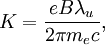 K=\frac{e B \lambda_u}{2 \pi m_e c},
