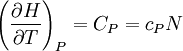 \left(\frac{\partial H}{\partial T}\right)_P = C_P = c_P N