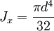 J_{x} = \frac{\pi d^4}{32}