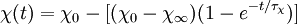 \chi(t) = \chi_{0} - [ (\chi_{0}-\chi_{\infty})(1 - e^{-t/\tau_{\chi}})]