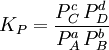 K_P = \frac{P_C^c\, P_D^d} {P_A^a\, P_B^b}