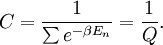 C = \frac{1}{\sum e^{- \beta E_n} } = \frac{1}{Q}.
