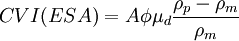 \ CVI(ESA) = A\phi\mu_d\frac{\rho_p-\rho_m}{\rho_m}